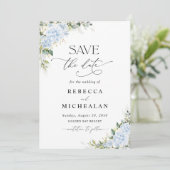 Faire-part de mariage floral avec Hydrangea Bleu (Debout devant)
