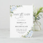 Faire-part de mariage floral avec Hydrangea Bleu (Debout devant)