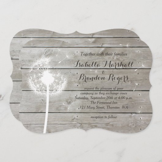 Faire-part de mariage Floral Barn Board (Devant / Derrière)