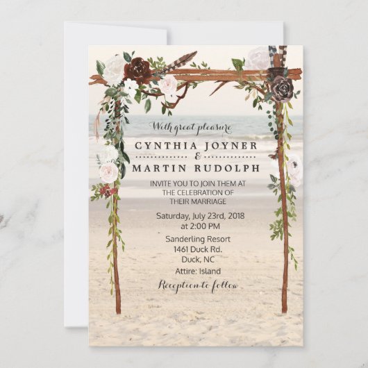 Faire-part de mariage Floral Beach Arbor (Devant)