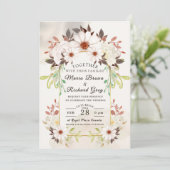 Faire-part de mariage floral beige (Debout devant)