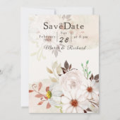 Faire-part de mariage floral beige (Dos)