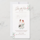 Faire-part de mariage floral beige et vert formel (Devant)