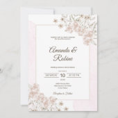 Faire-part de mariage floral beige Rose Dusty (Devant)