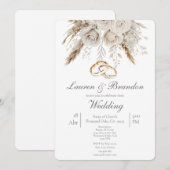Faire-part de mariage floral blanc (Devant / Derrière)