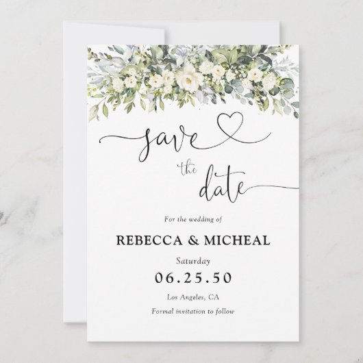 Faire-part de mariage floral blanc (Devant)