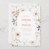 Faire-part de mariage floral blanc d'automne (Devant)