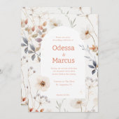 Faire-part de mariage floral blanc d'automne (Devant / Derrière)