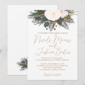 Faire-part de mariage Floral blanc d'hiver (Devant / Derrière)