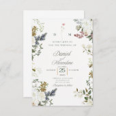 Faire-part de mariage Floral blanc - Enregistrer l (Devant / Derrière)