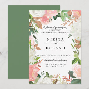 Faire-part de mariage floral blanc et blanc