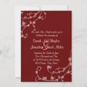 Faire-part de mariage floral blanc et maroon (Devant)