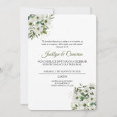 Faire-part de mariage Floral blanc et vert (Devant)