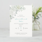 Faire-part de mariage floral blanc et vert (Debout devant)