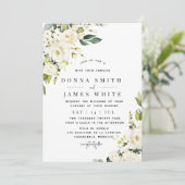 Faire-part de mariage floral blanc Hydrangea (Debout devant)
