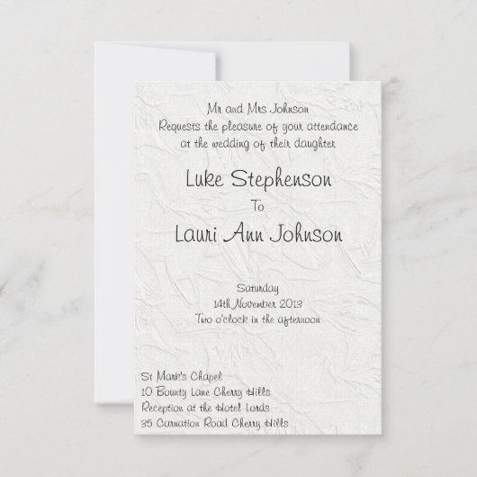 Faire-part de mariage floral blanc incorporé (Devant)