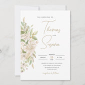 Faire-part de mariage floral blanc, mariage de ver (Devant)