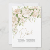 Faire-part de mariage floral blanc, mariage de ver (Dos)