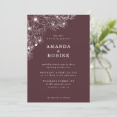 Faire-part de mariage Floral blanc moderne (Debout devant)