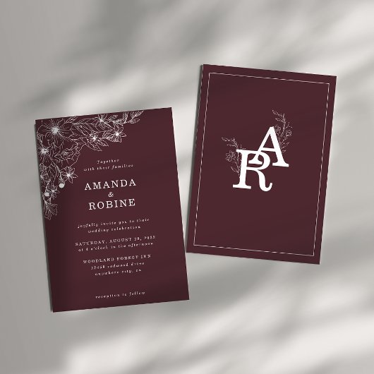 Faire-part de mariage Floral blanc moderne