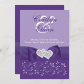 Faire-part de mariage floral blanc pourpre (Devant / Derrière)