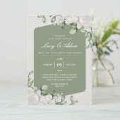 Faire-part de mariage Floral Blanc Sage Vert (Debout devant)