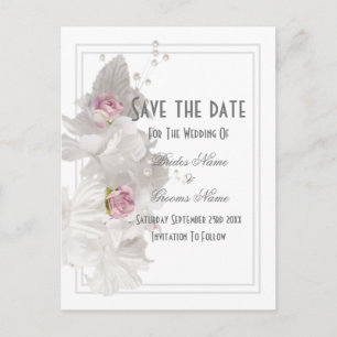 Faire-part de mariage floral blanc "save the date"