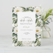 Faire-part de mariage Floral blanc verdoyant (Debout devant)