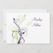 Faire-part de mariage Floral blanc vert violet (Devant)