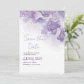 Faire-part de mariage Floral blanc violet (Debout devant)