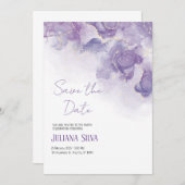 Faire-part de mariage Floral blanc violet (Devant / Derrière)