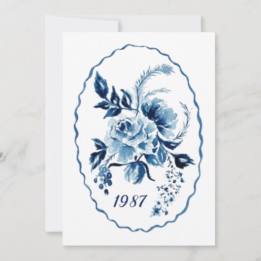 Faire-part de mariage Floral Bleu (Dos)