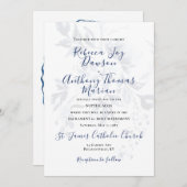 Faire-part de mariage Floral Bleu (Devant / Derrière)