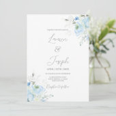 Faire-part de mariage floral bleu (Debout devant)