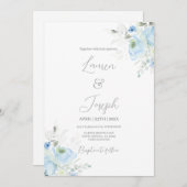 Faire-part de mariage floral bleu (Devant / Derrière)