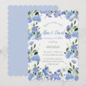 Faire-part de mariage Floral Bleu. (Devant / Derrière)