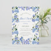 Faire-part de mariage Floral Bleu. (Debout devant)