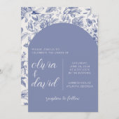 Faire-part de mariage Floral Bleu (Devant / Derrière)