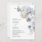 Faire-part de mariage Floral Bleu (Devant)