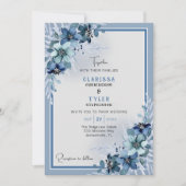Faire-part de mariage Floral Bleu (Devant)