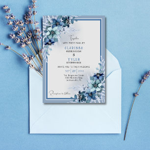 Faire-part de mariage Floral Bleu