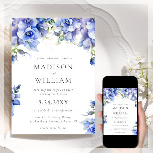 Faire-part de mariage Floral Bleu