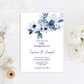 Faire-part de mariage Floral Bleu