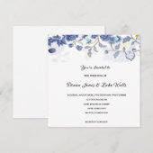 Faire-part de mariage Floral Bleu (Devant / Derrière)