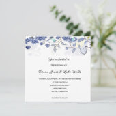 Faire-part de mariage Floral Bleu (Debout devant)