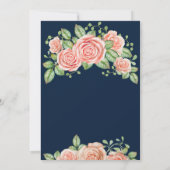 Faire-part de mariage floral bleu bleu marine (Dos)