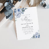 faire-part de mariage floral bleu bohème