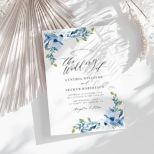 faire-part de mariage floral bleu clair