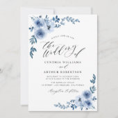 faire-part de mariage floral bleu clair (Devant)