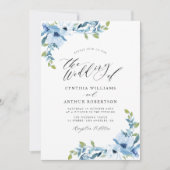 faire-part de mariage floral bleu clair (Devant)